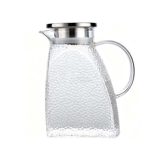 Hammers Large Capacity Glass Cold Water Bottle - High Borosilicate, 1800ml with Stainless Steel Sealing Cover & Built - in Filter, Ideal for Home Use & Summer Refreshments,Clear