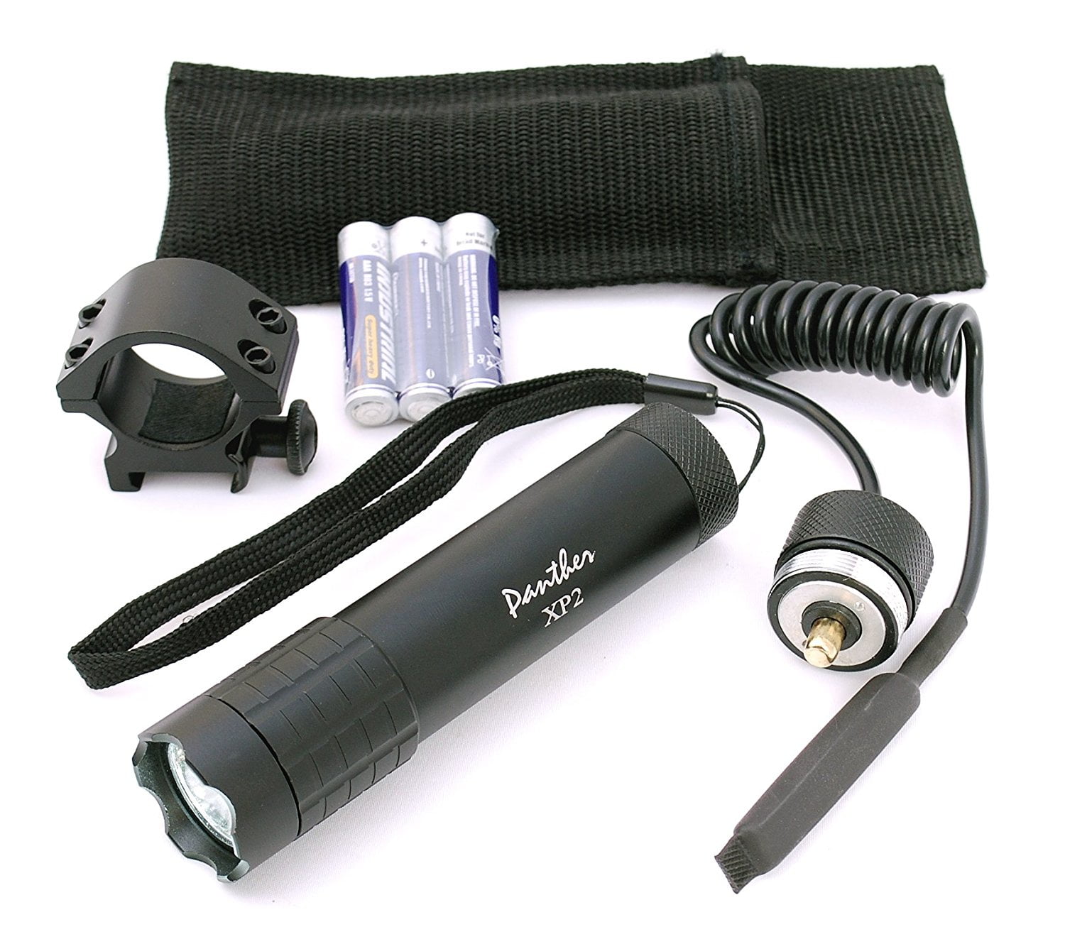 Hammers Panther XP2 1inch Tube 180lumen 3Watt AAA Strobe LED Flashlight with Remote Wire Cord Switch and Ring Mount