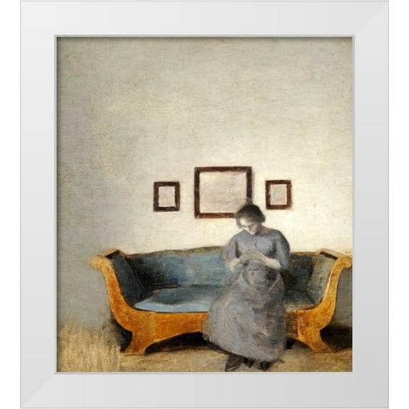 Hammershoi, Vilhelm 12x13 White Modern Wood Framed Museum Art Print Titled - Ida Hammershoi Sitting On a Sofa