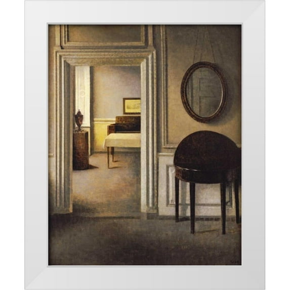 Hammershoi, Vilhelm 15x18 White Modern Wood Framed Museum Art Print Titled - The Music Room, 30 Strandgade
