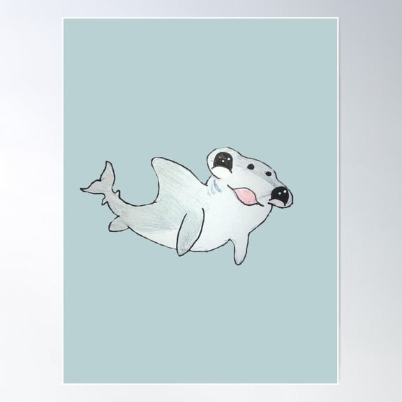 Hammie The Hammerhead Poster Wall Art, Modern Wall Decor For Living Room Bedroom, 8x12 UNFRAMED