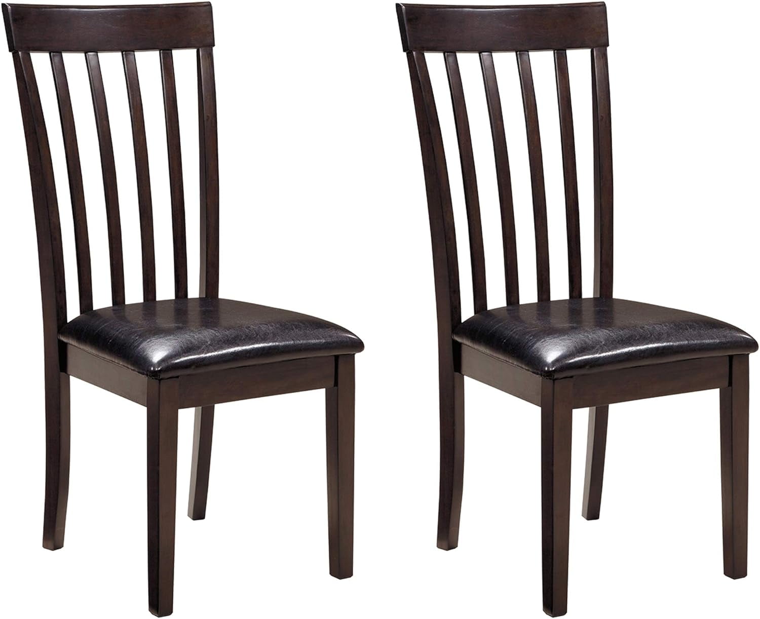 Transitional Dark Brown Leather Upholstered Side Chair with Wood Slat
