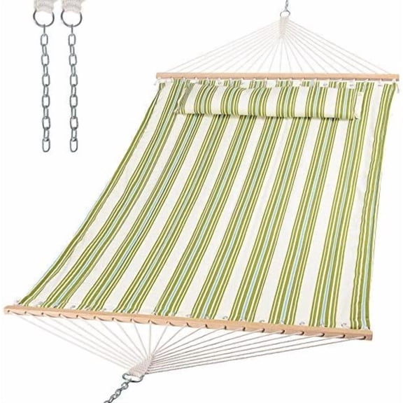 Hammock 2 Person Heavy Duty, Double Hammocks for Trees, 2 Person Hammock with Spreader Bar, Green&Beige