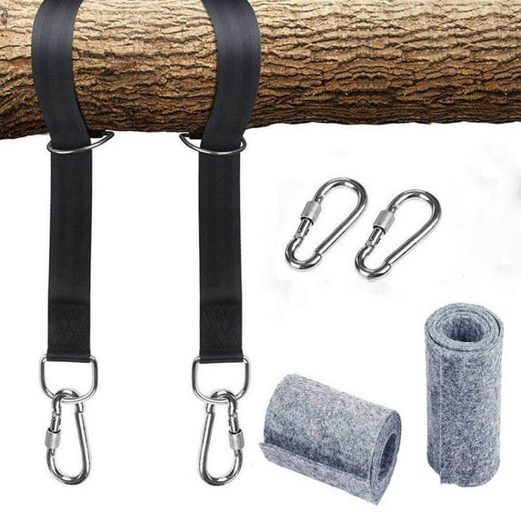 Hammock Attachment Swing Suspension Harness Kit With 2 Heavy Duty Carabiners And D-Rings, Holds Up To 550 Kg With Storage Bag, Tree Protection Pad