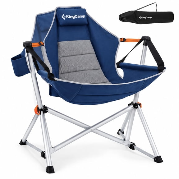 Hammock Camping Chair, 400lbs Capacity Adjustable Reclining Swing Chair, Dark Blue Aluminum and 600D Oxford Fabric for Outdoor Use