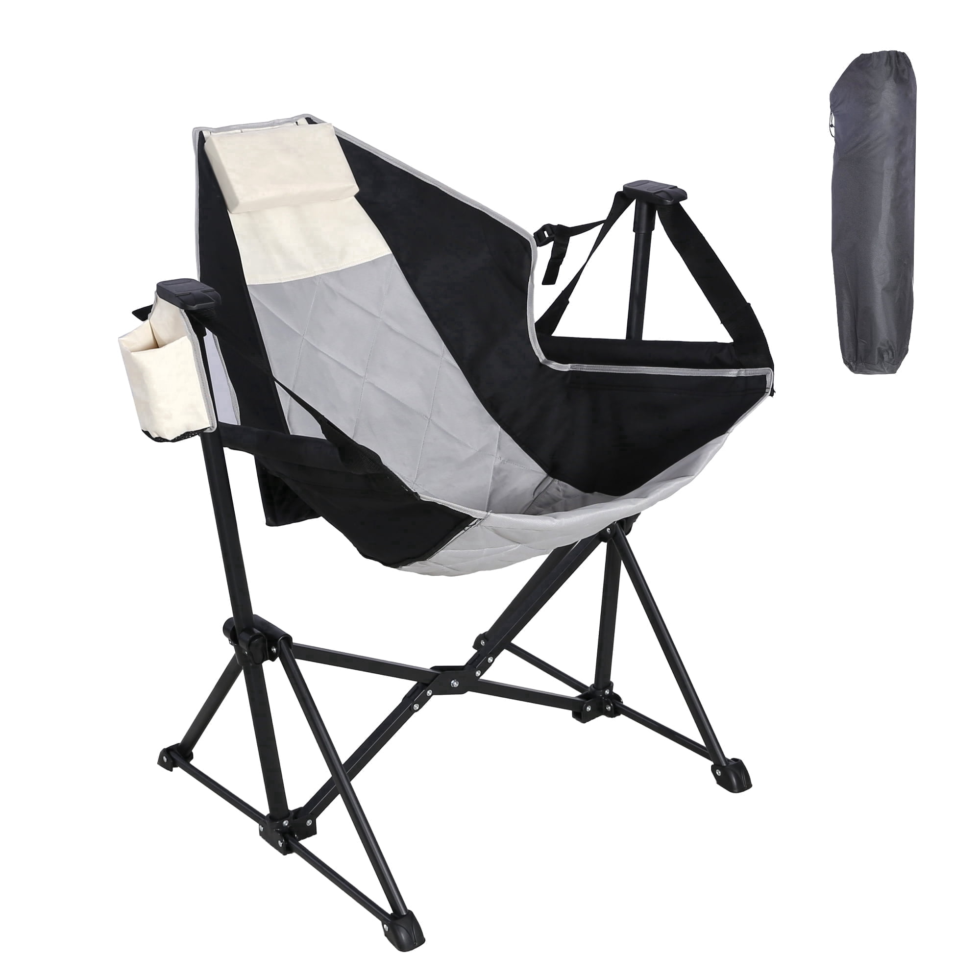 Hammock Camping Chair,Adjustable Backrest,Portable Folding,Detachable Cup Holder,Durable Fabric,Supports up to 300lbs
