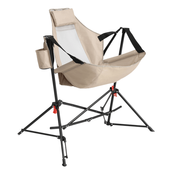 Hammock Camping Chair, Folding Portable Rocking Chair, Aluminum Alloy Adjustable Back Swinging Chair with Pillow Cup Holder, Recliner with Carry Bag