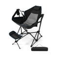thumbnail image 1 of Hammock Camping Chair Portable Folding Swinging Chair with Adjustable Footrest, Built-in Cup Holder, Breathable Mesh Seat, Head Pillow and Carry Bag for Outdoor Camping Fishing Beach, Black, 1 of 5