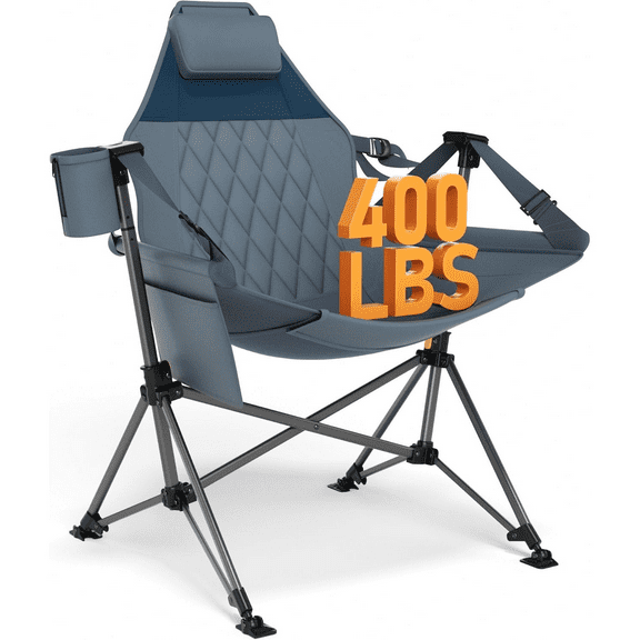 Hammock Camping Chair, Oversized Swinging Chair with Adjustable Back and Seat Height, Portable Folding Rocking Camping Chair for Outdoor Lawn, Backyard and Patio, Supports 400lbs