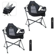 Hammock Camping Chair, Swing Chair, Folding Rocking Chair, Camping Chair, High Back with Stand, Cup Holder, Heavy Duty Set of 2