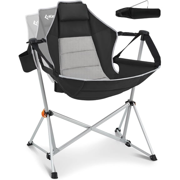 Hammock Camping Chair, Swinging Portable Folding Camp Chairs for Adults Max 400lbs Heavy Duty Foldable Rocker with Alloy Frame Cup Holder for Outdoor Beach Patio