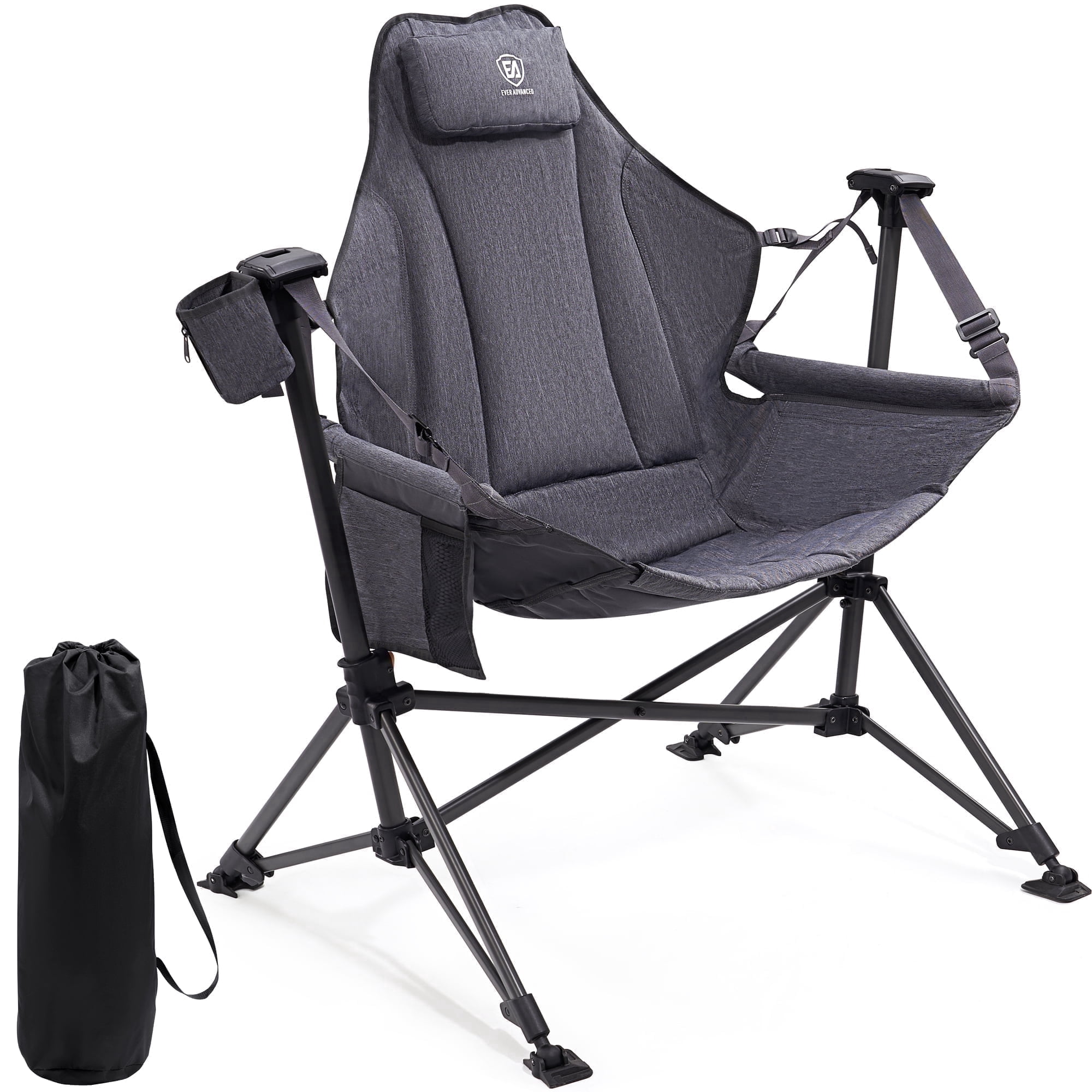 Hammock Camping Folding Chair for Outdoor with Adjustable Back and Padded Seat, Grey