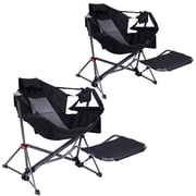 Hammock Camping Chair with Footrest, Camping Chair with Stand, Swinging Chair, Camping Chair, with Cup Holder, Side Pocket, Heavy Duty (2-Pack)