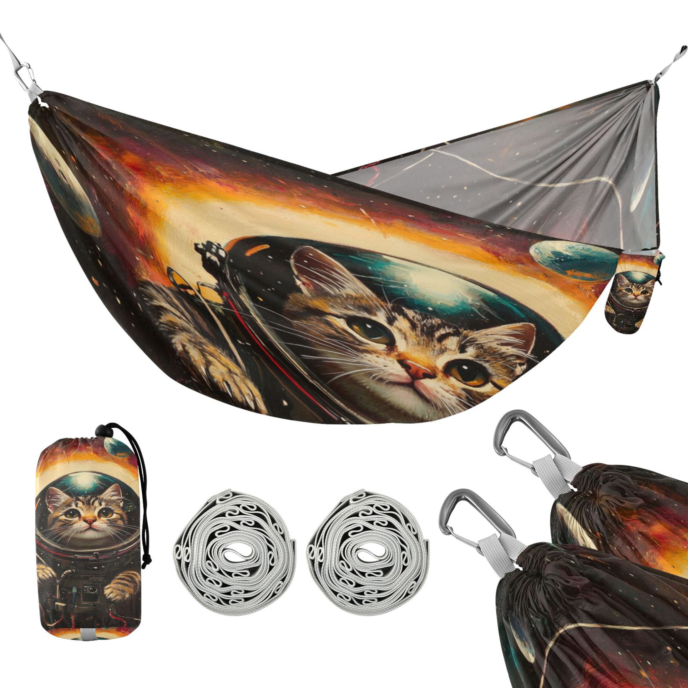Hammock Camping Hammock Nylon Portable Hammock Travel Camping Hammock Astronaut Black Cat
