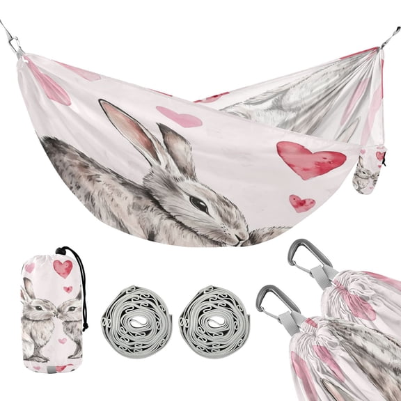 Hammock Camping Hammock Nylon Portable Hammock Travel Camping Hammock Beautiful Gray Love Rabbit