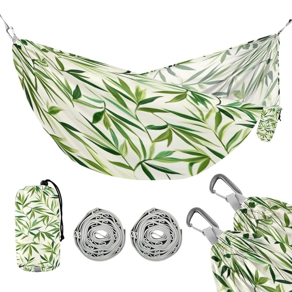 Hammock Camping Hammock Nylon Portable Hammock Travel Camping Hammock Beautiful Green Bamboo Leaves