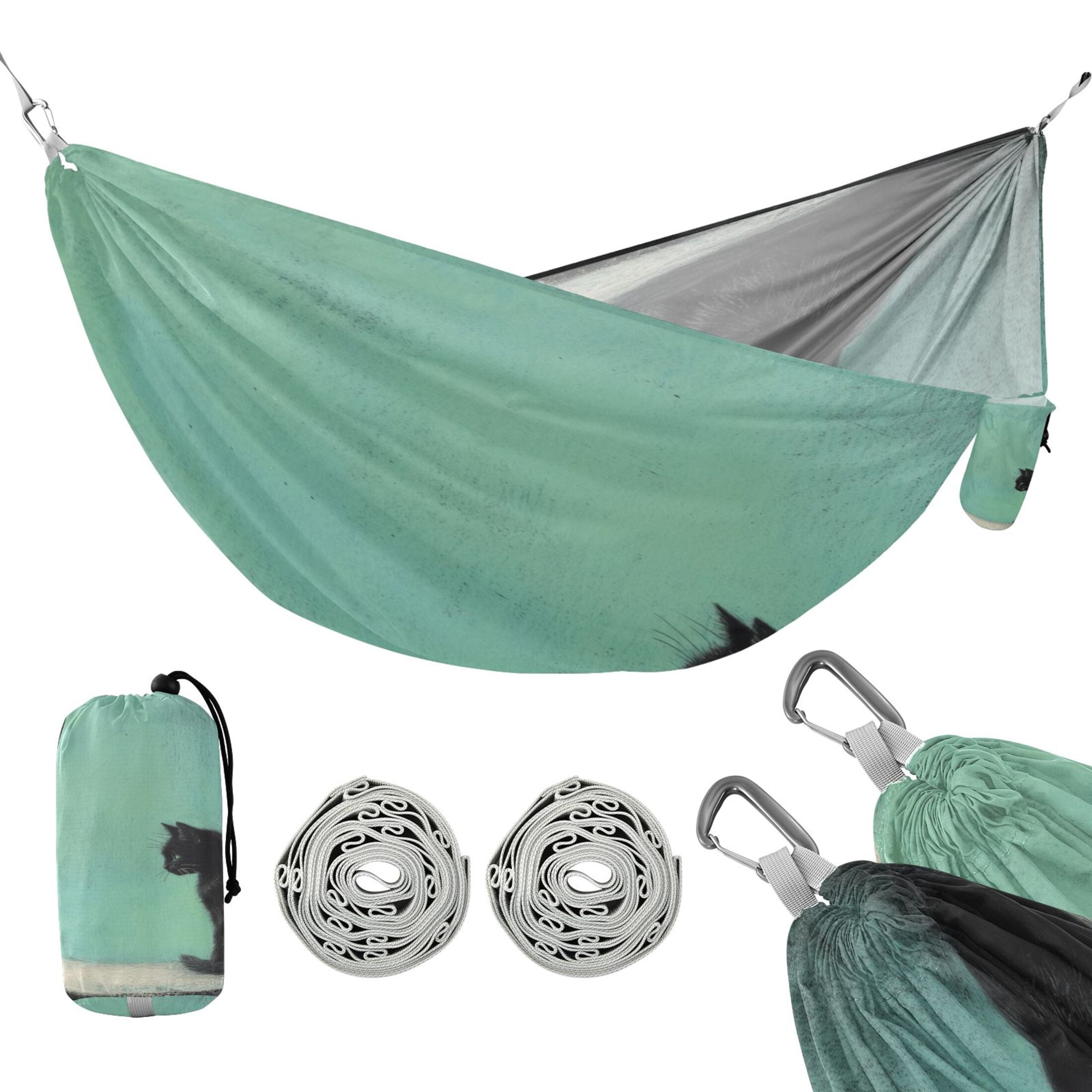 Hammock Camping Hammock Nylon Portable Hammock Travel Camping Hammock Black Cartoon Cat