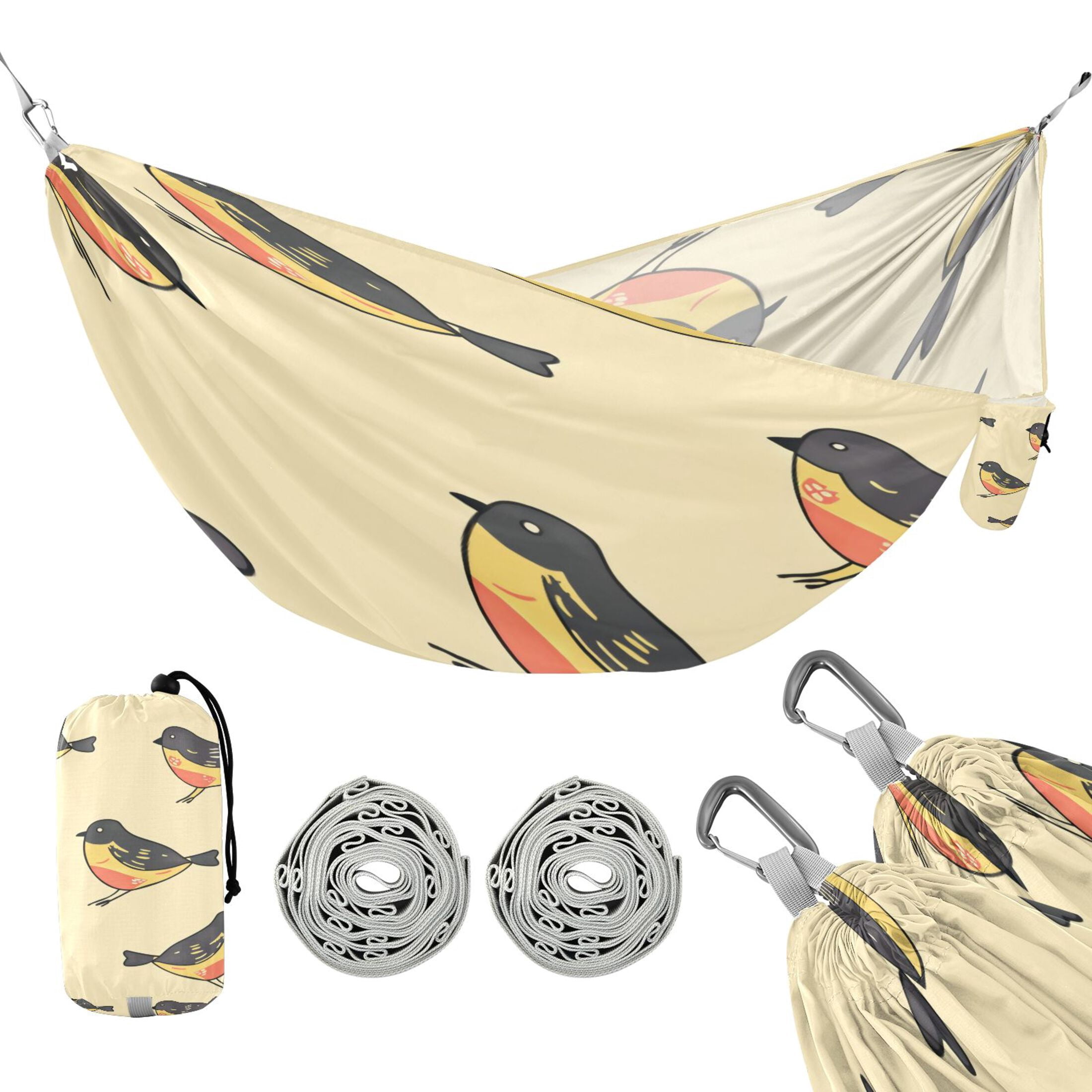 Hammock Camping Hammock Nylon Portable Hammock Travel Camping Hammock Black-yellow Bird
