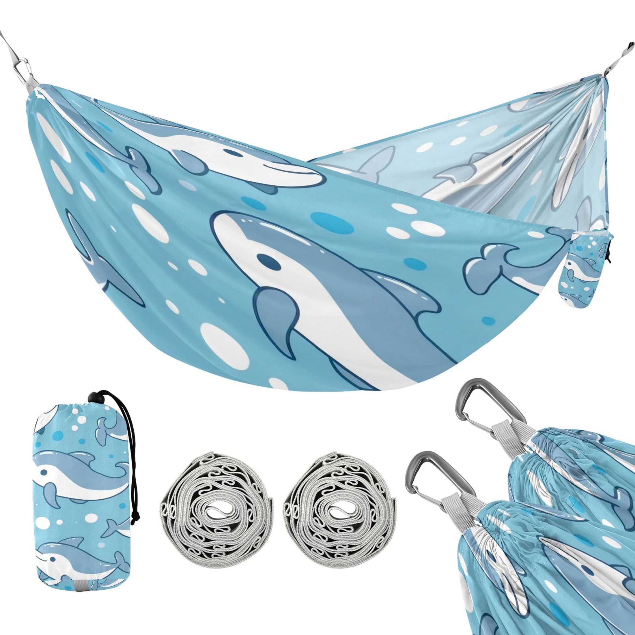 Hammock Camping Hammock Nylon Portable Hammock Travel Camping Hammock Blue Cartoon Dolphin