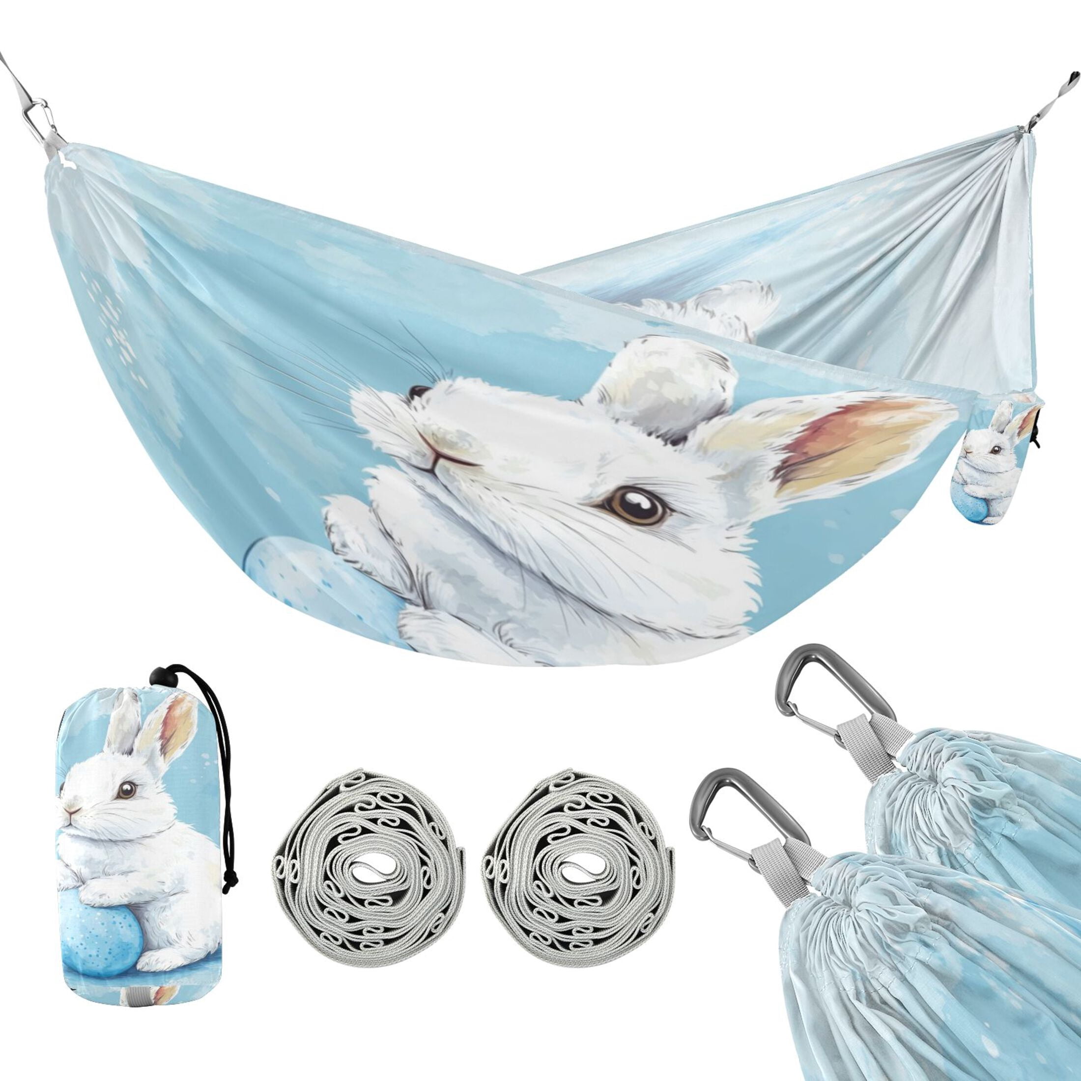 Hammock Camping Hammock Nylon Portable Hammock Travel Camping Hammock Blue Easter Bunny