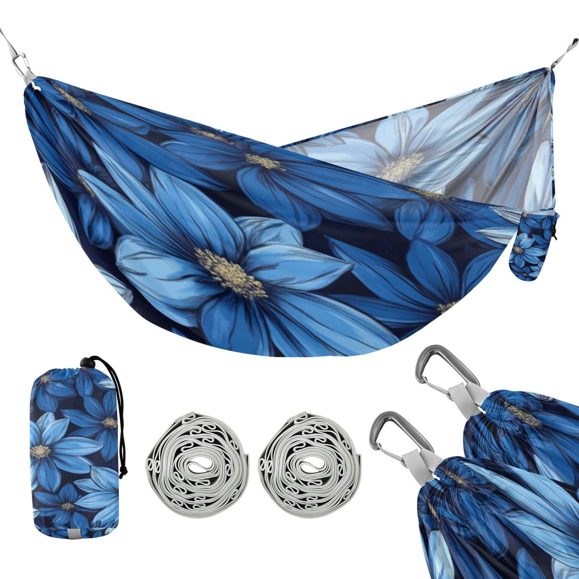 Hammock Camping Hammock Nylon Portable Hammock Travel Camping Hammock Blue Flower