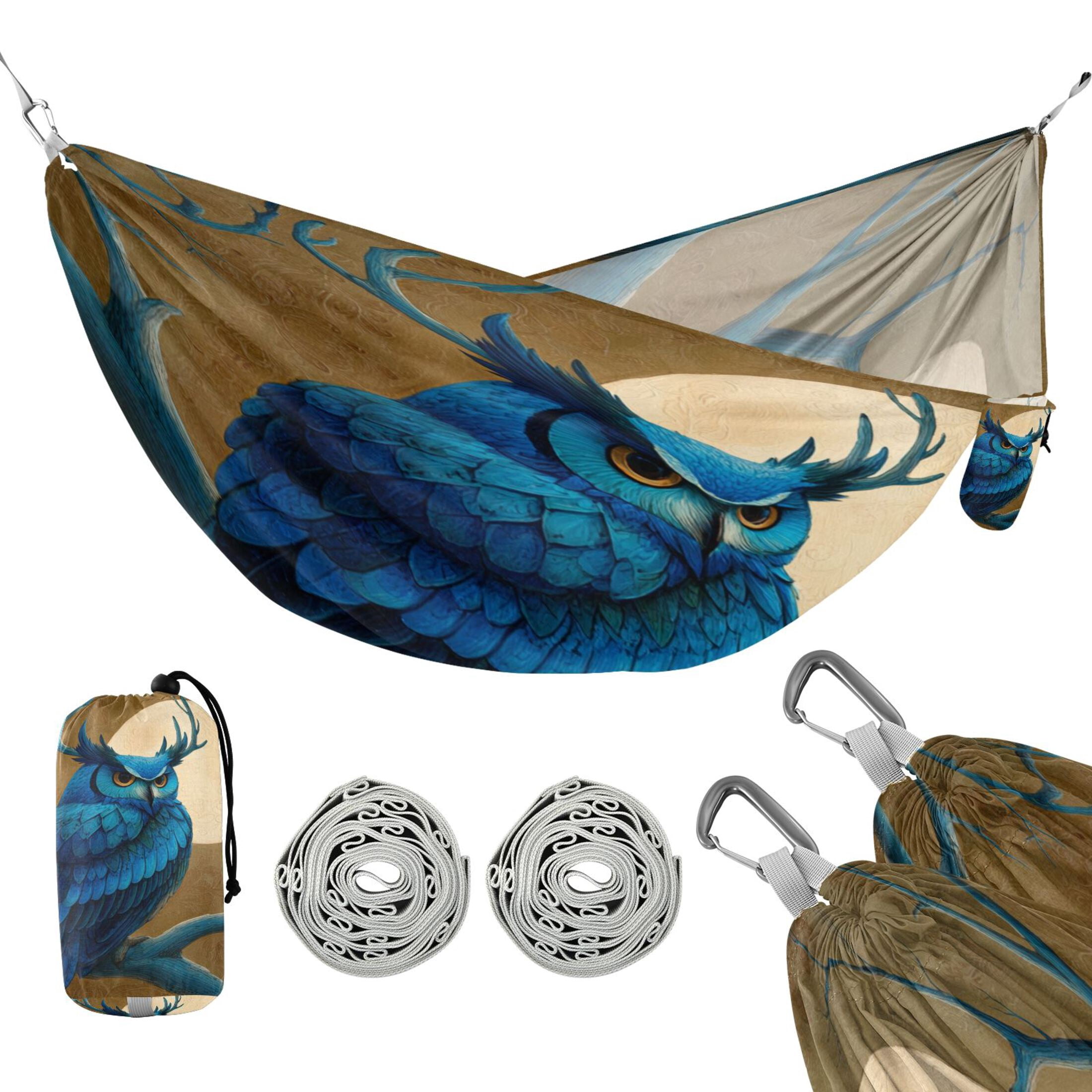 Hammock Camping Hammock Nylon Portable Hammock Travel Camping Hammock Blue Owl Antlers Moon Perch