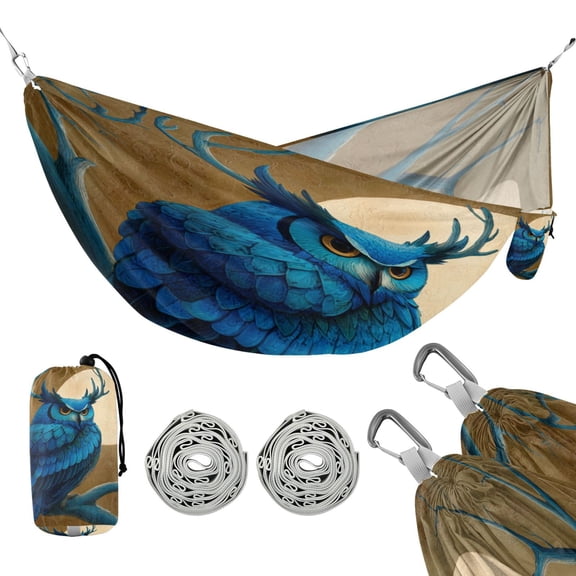Hammock Camping Hammock Nylon Portable Hammock Travel Camping Hammock Blue Owl Antlers Moon Perch