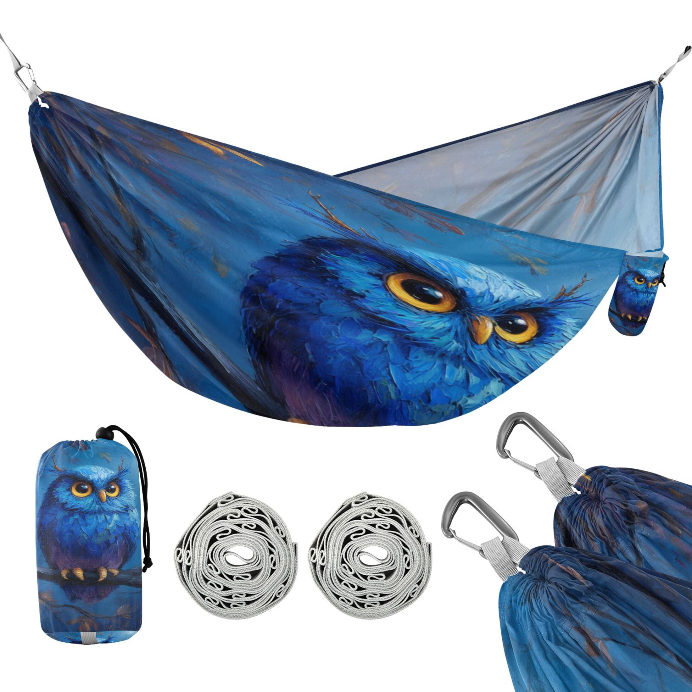 Hammock Camping Hammock Nylon Portable Hammock Travel Camping Hammock Blue Owl Antlers Perched