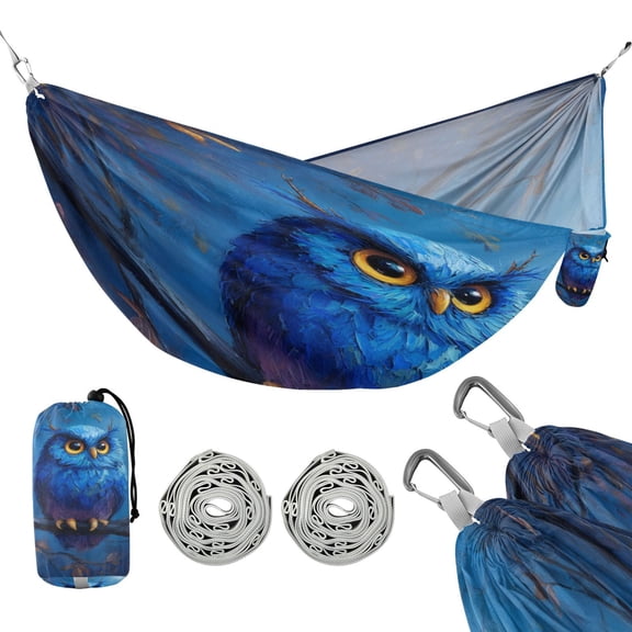 Hammock Camping Hammock Nylon Portable Hammock Travel Camping Hammock Blue Owl Antlers Perched