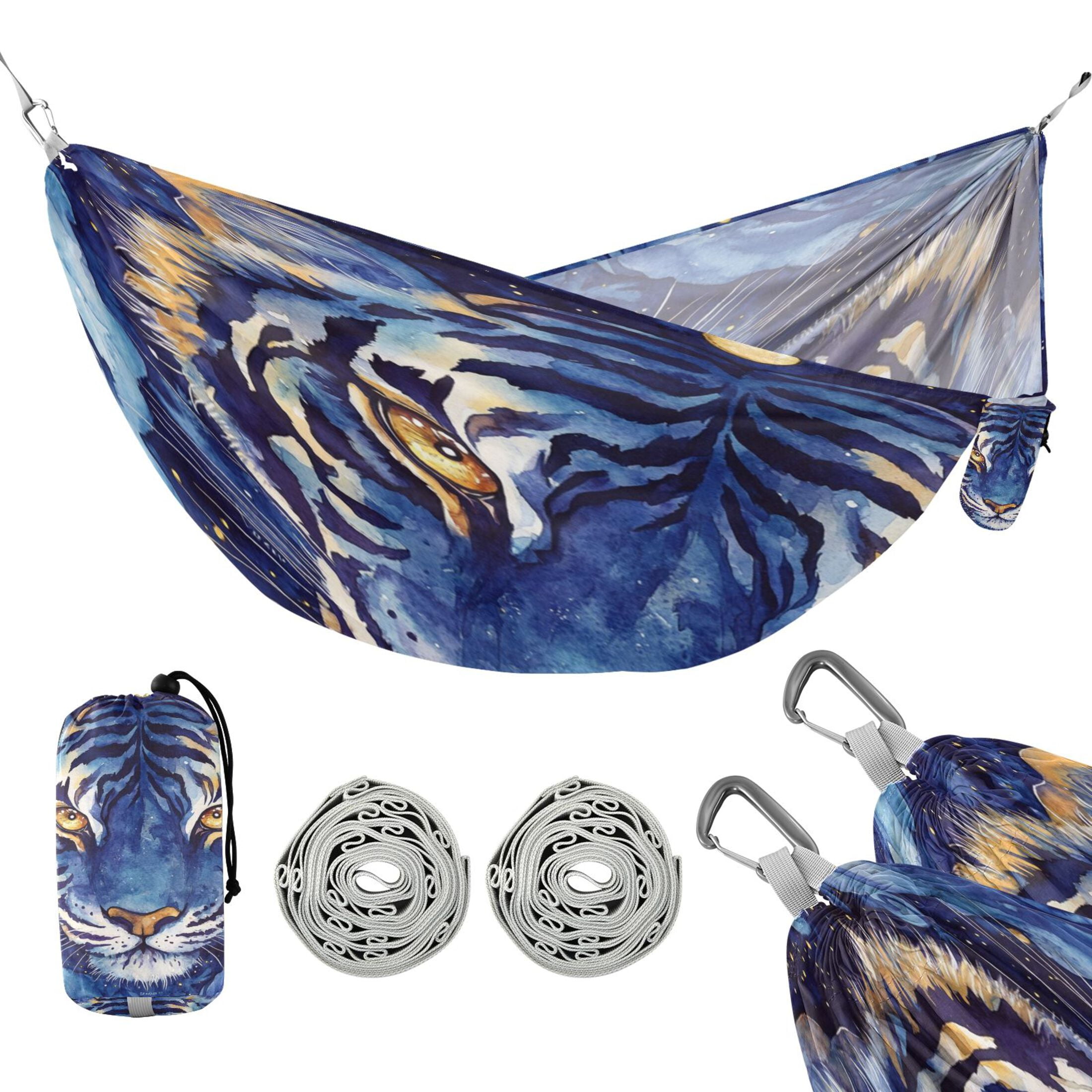Hammock Camping Hammock Nylon Portable Hammock Travel Camping Hammock Blue Watercolor Tiger
