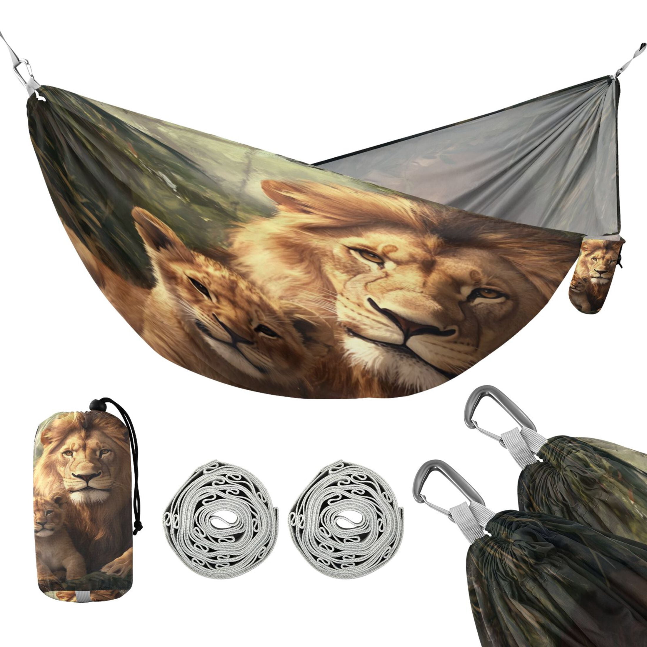 Hammock Camping Hammock Nylon Portable Hammock Travel Camping Hammock Brown Lions