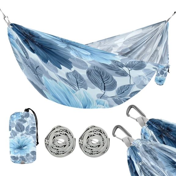 Hammock Camping Hammock Nylon Portable Hammock Travel Camping Hammock Calm Light Blue Floral Pattern