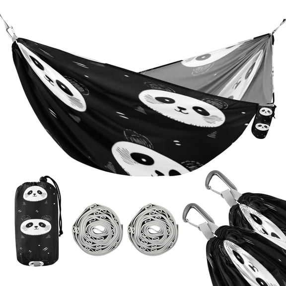 Hammock Camping Hammock Nylon Portable Hammock Travel Camping Hammock Cartoon Black Panda Face