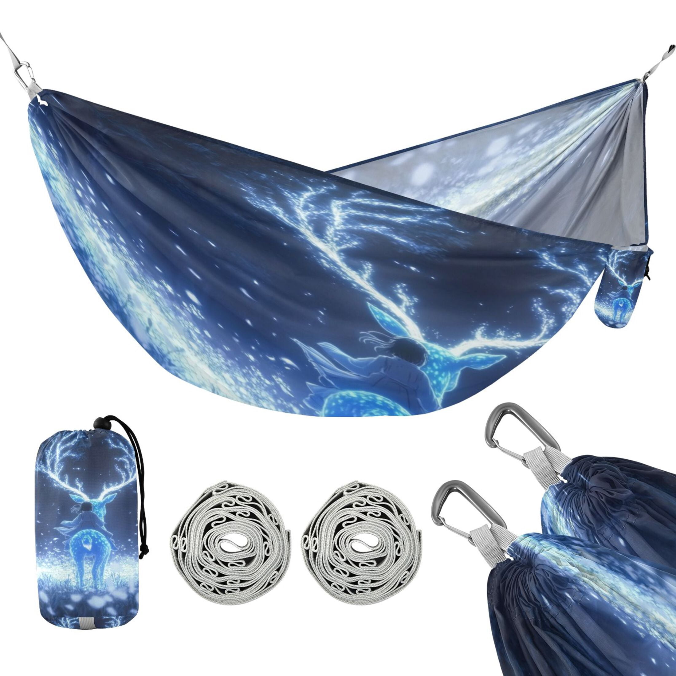 Hammock Camping Hammock Nylon Portable Hammock Travel Camping Hammock Cartoon Blue Elk