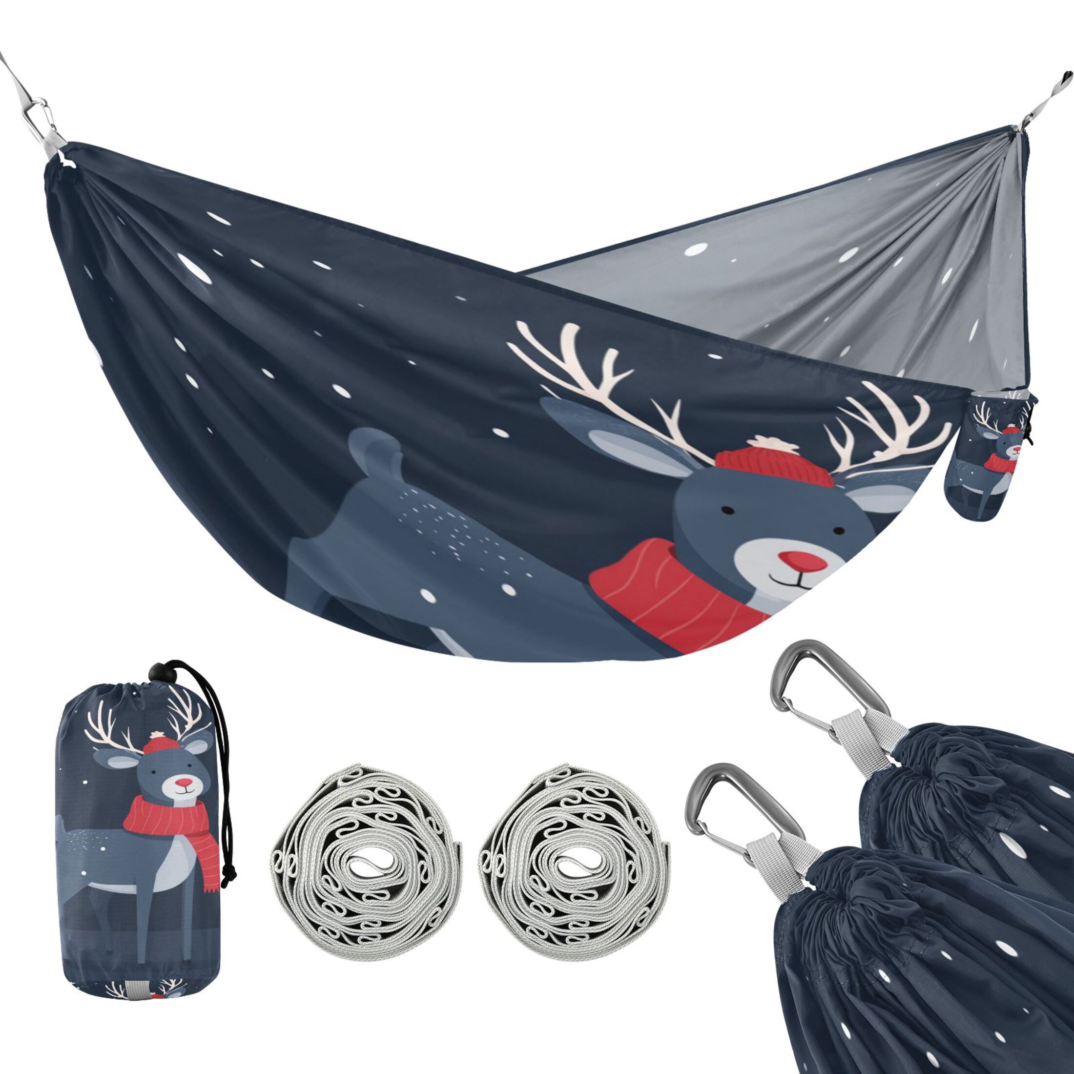 Hammock Camping Hammock Nylon Portable Hammock Travel Camping Hammock Cartoon Christmas Reindeer