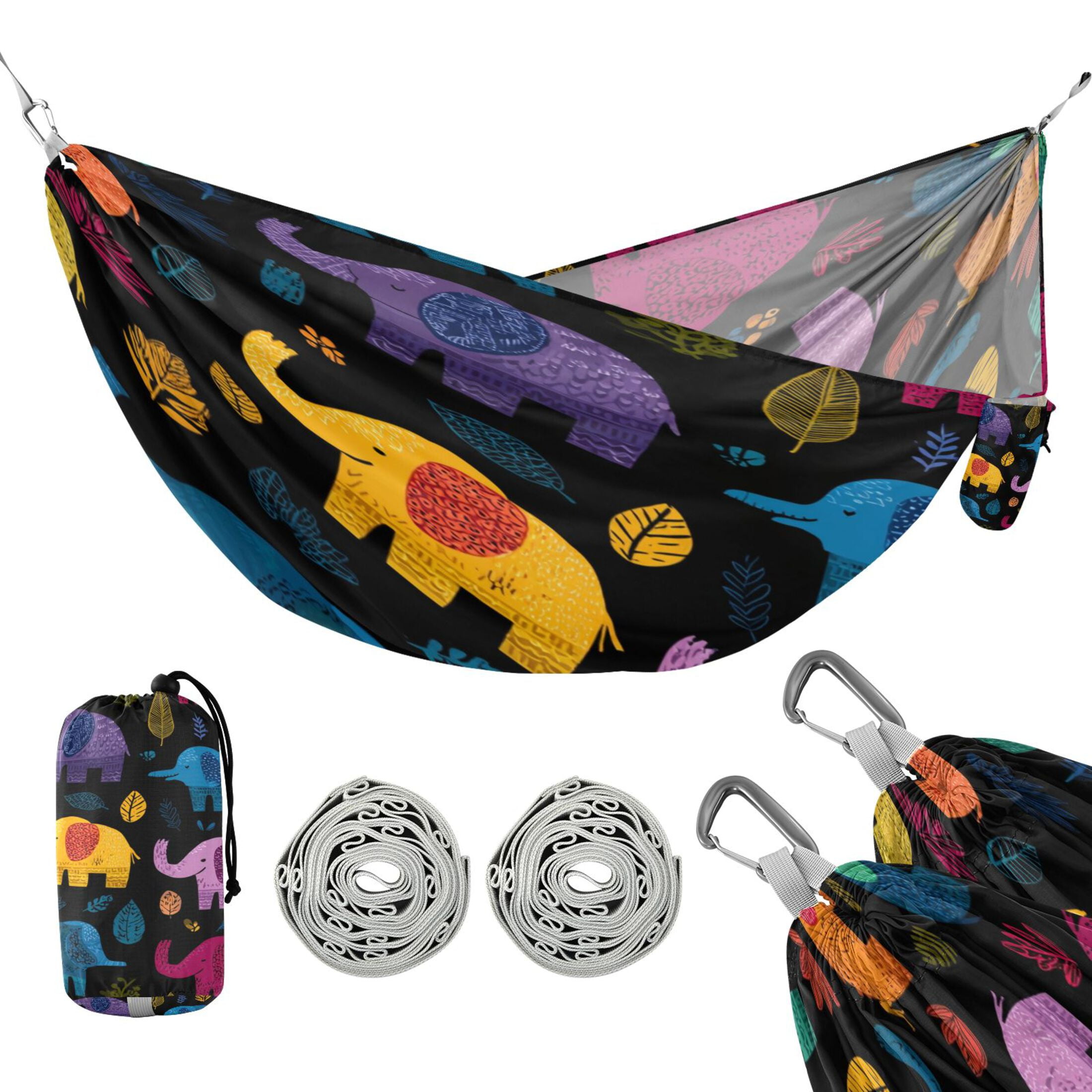 Hammock Camping Hammock Nylon Portable Hammock Travel Camping Hammock Cartoon Colorful Elephant
