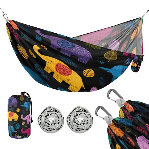 Hammock Camping Hammock Nylon Portable Hammock Travel Camping Hammock Cartoon Colorful Elephant