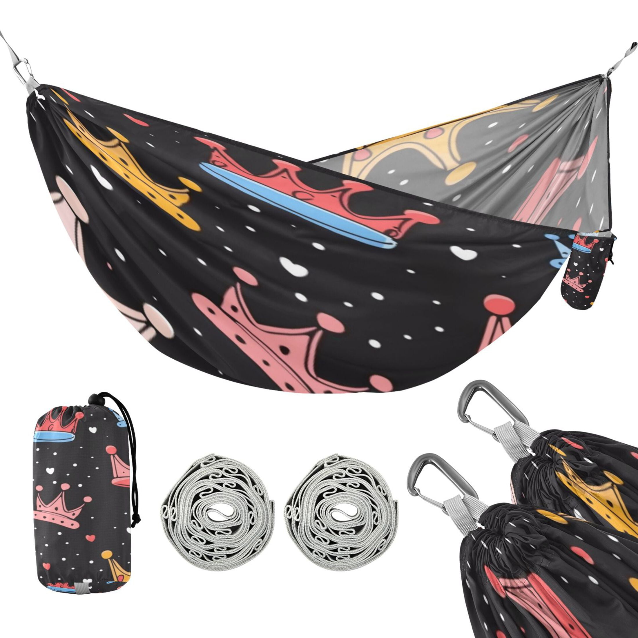 Hammock Camping Hammock Nylon Portable Hammock Travel Camping Hammock Cartoon Crown Cute