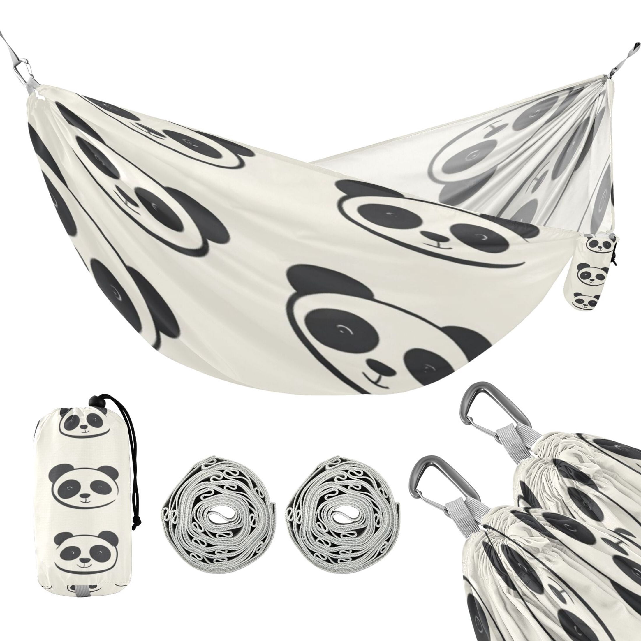 Hammock Camping Hammock Nylon Portable Hammock Travel Camping Hammock Cartoon Cute Panda Face Seamless