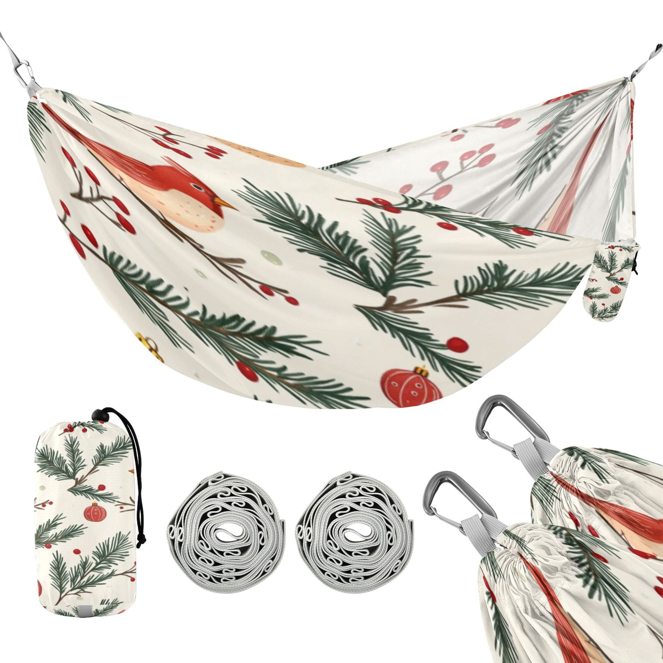 Hammock Camping Hammock Nylon Portable Hammock Travel Camping Hammock Christmas Cute Red Bird