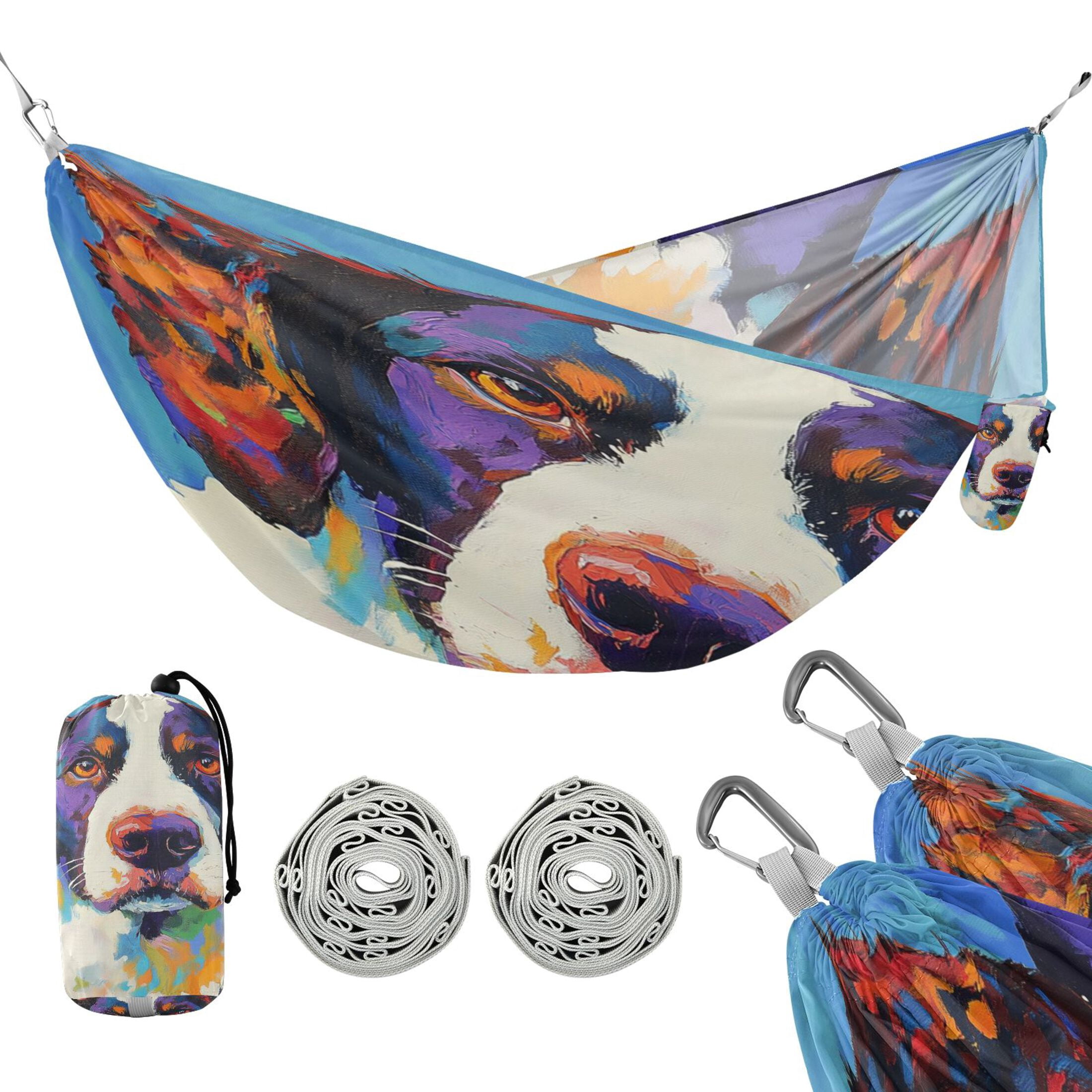 Hammock Camping Hammock Nylon Portable Hammock Travel Camping Hammock Color Oil Painting Dog