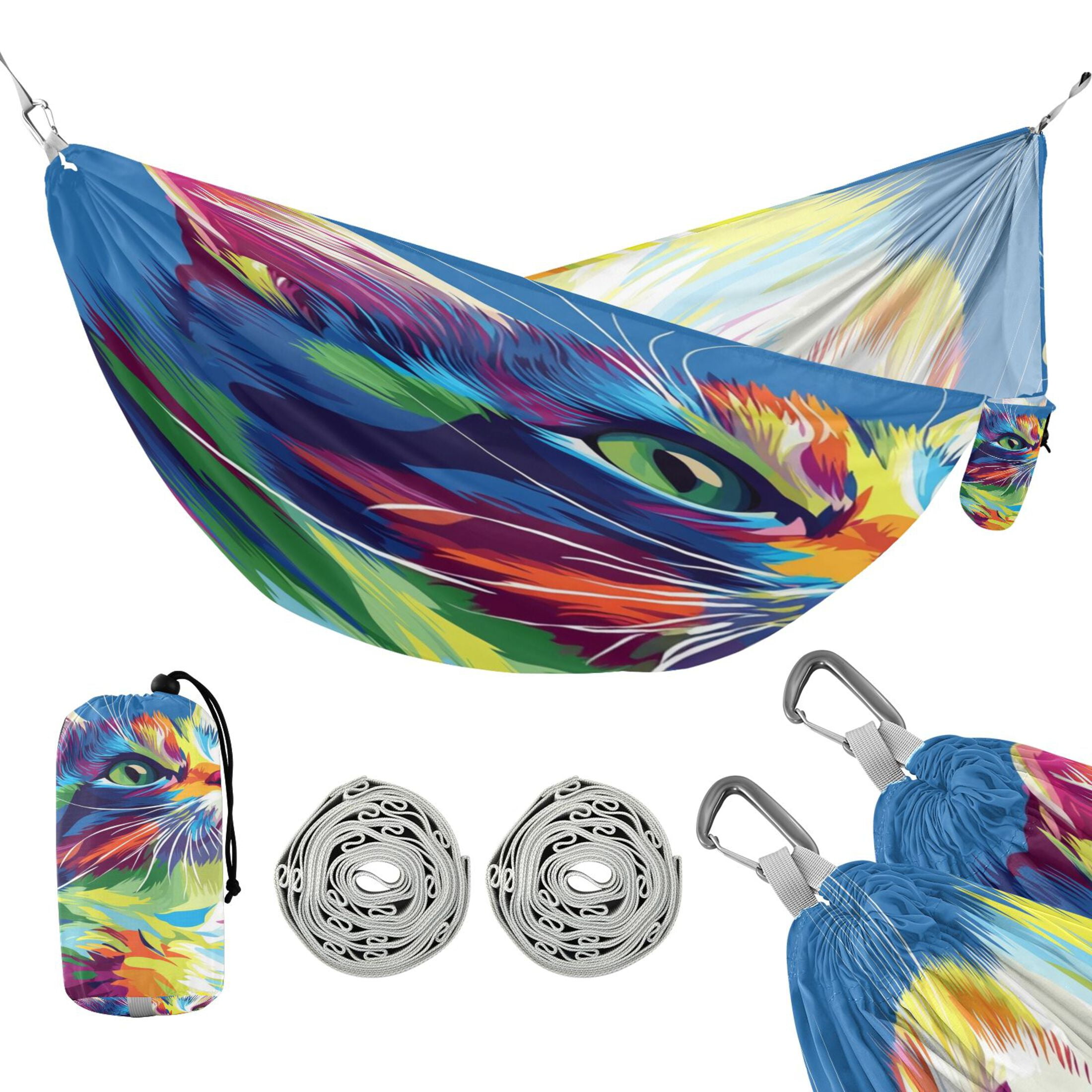 Hammock Camping Hammock Nylon Portable Hammock Travel Camping Hammock Colored Cool Cat Pattern