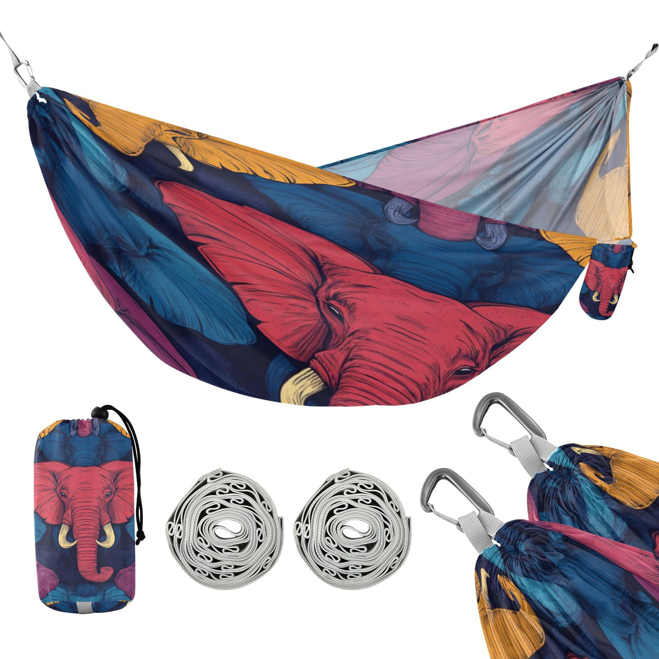 Hammock Camping Hammock Nylon Portable Hammock Travel Camping Hammock Colorful Beautiful Elephant