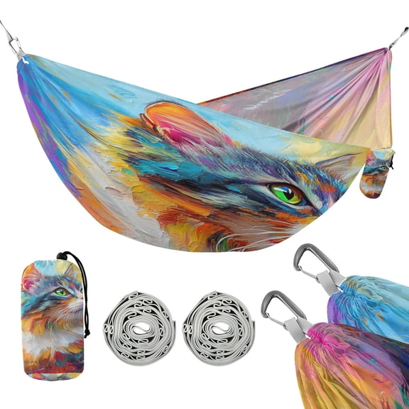 Hammock Camping Hammock Nylon Portable Hammock Travel Camping Hammock Colorful Cartoon Cat