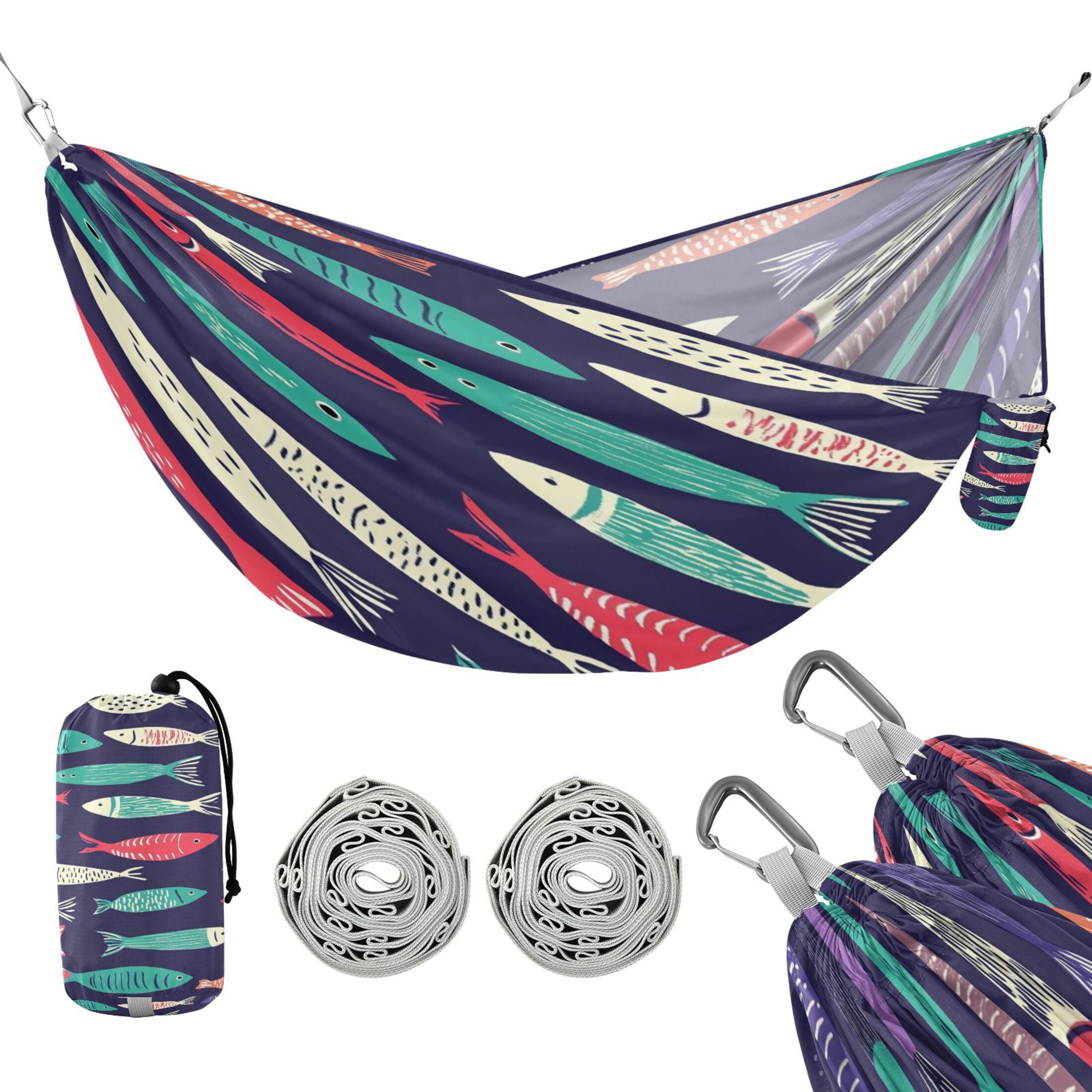 Hammock Camping Hammock Nylon Portable Hammock Travel Camping Hammock Colorful Cartoon Fish Pattern