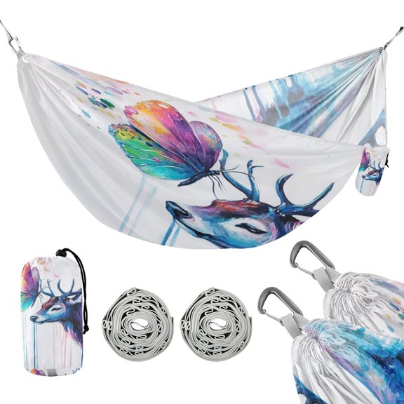 Hammock Camping Hammock Nylon Portable Hammock Travel Camping Hammock Colorful Deer Butterfly Pattern