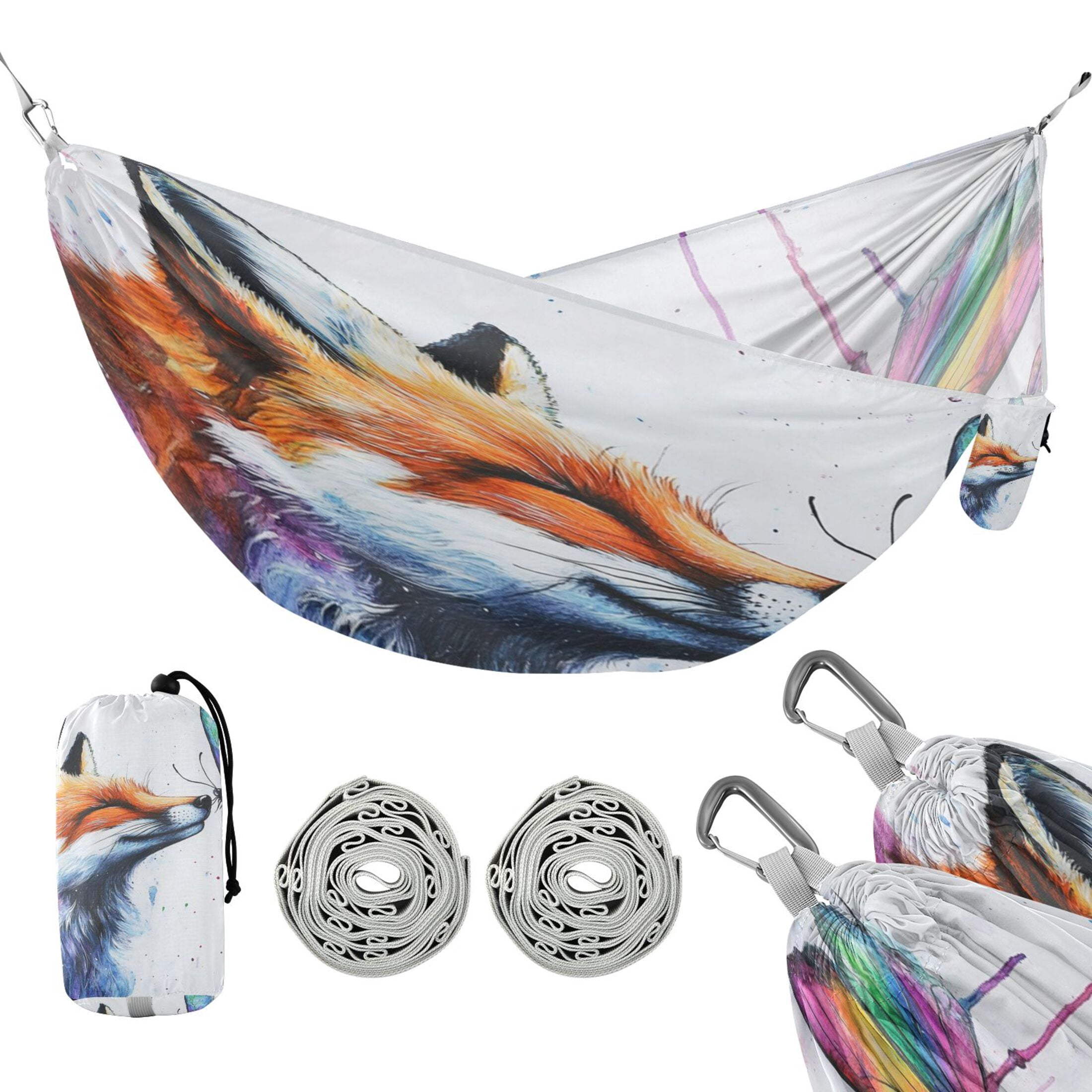 Hammock Camping Hammock Nylon Portable Hammock Travel Camping Hammock Colorful Fox and Butterflies