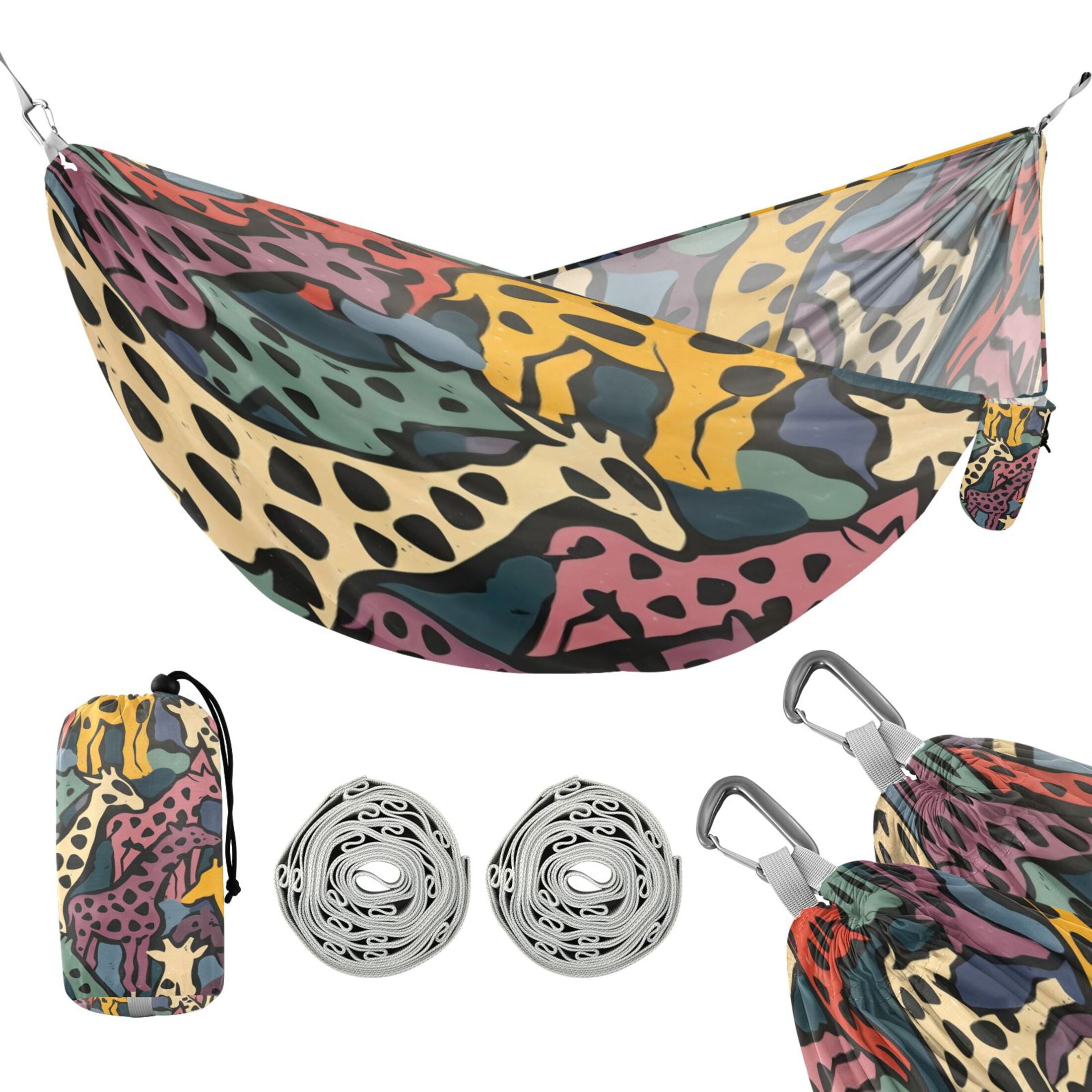 Hammock Camping Hammock Nylon Portable Hammock Travel Camping Hammock Colorful Giraffe