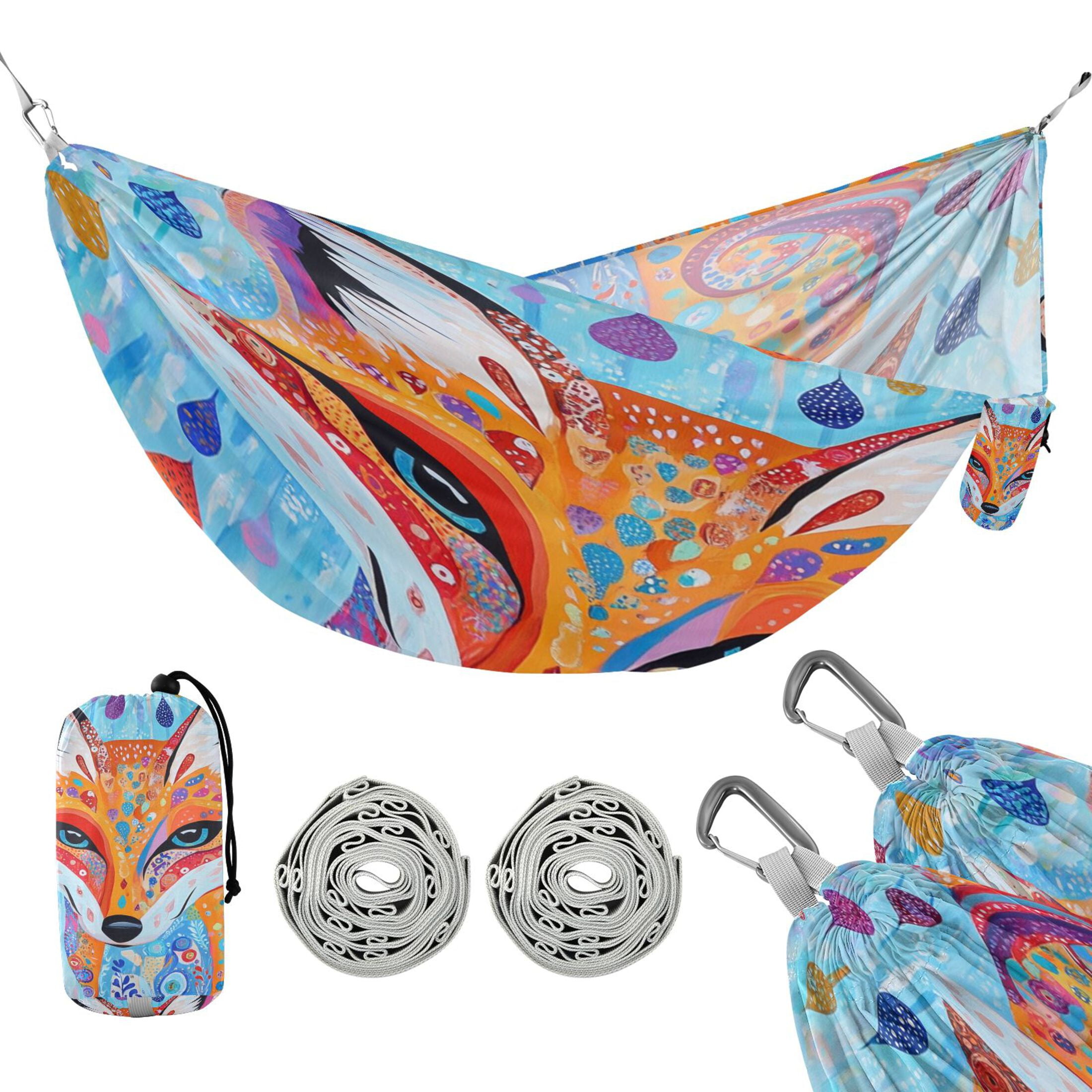 Hammock Camping Hammock Nylon Portable Hammock Travel Camping Hammock Colorful Raindrop Fox