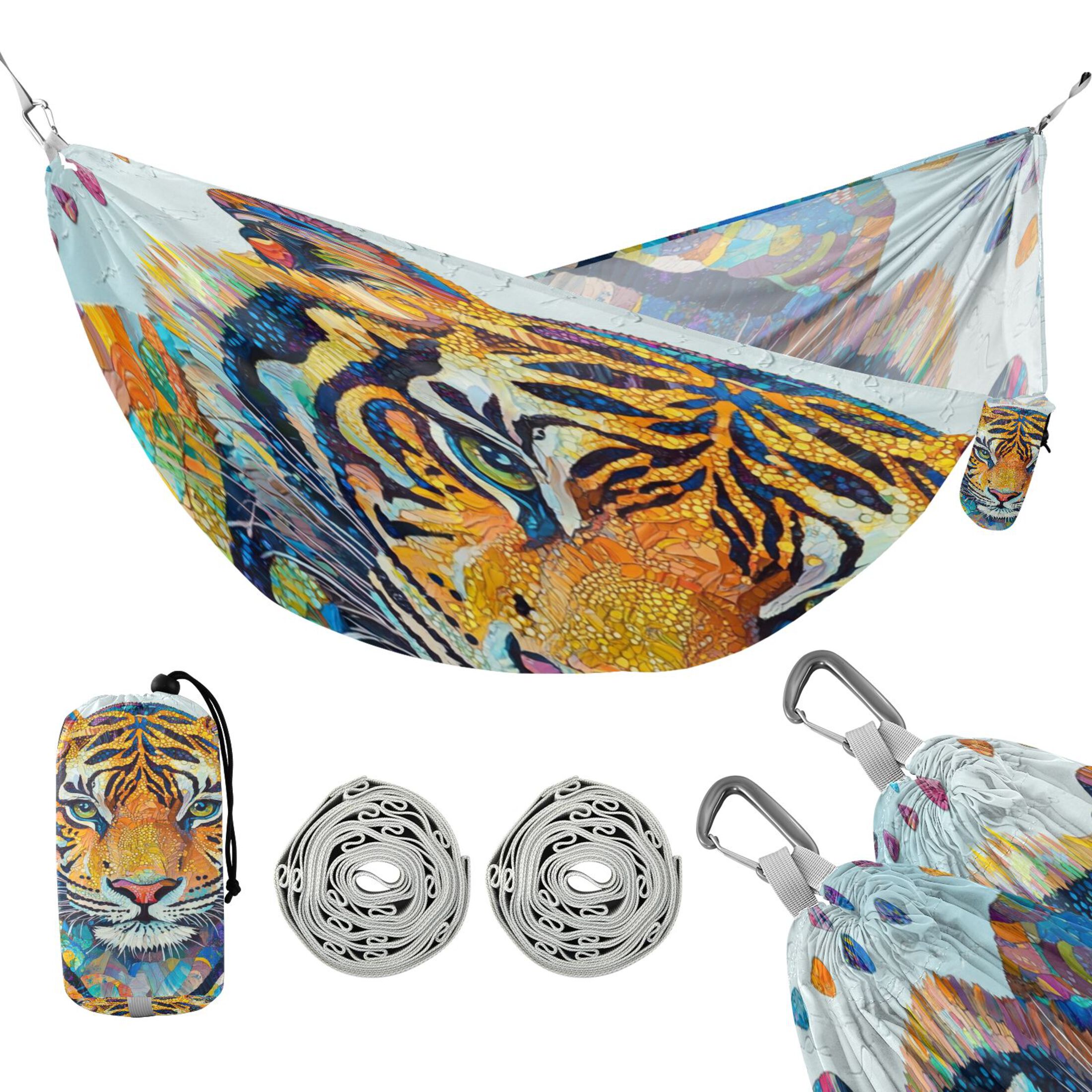 Hammock Camping Hammock Nylon Portable Hammock Travel Camping Hammock Colorful Raindrop Tiger